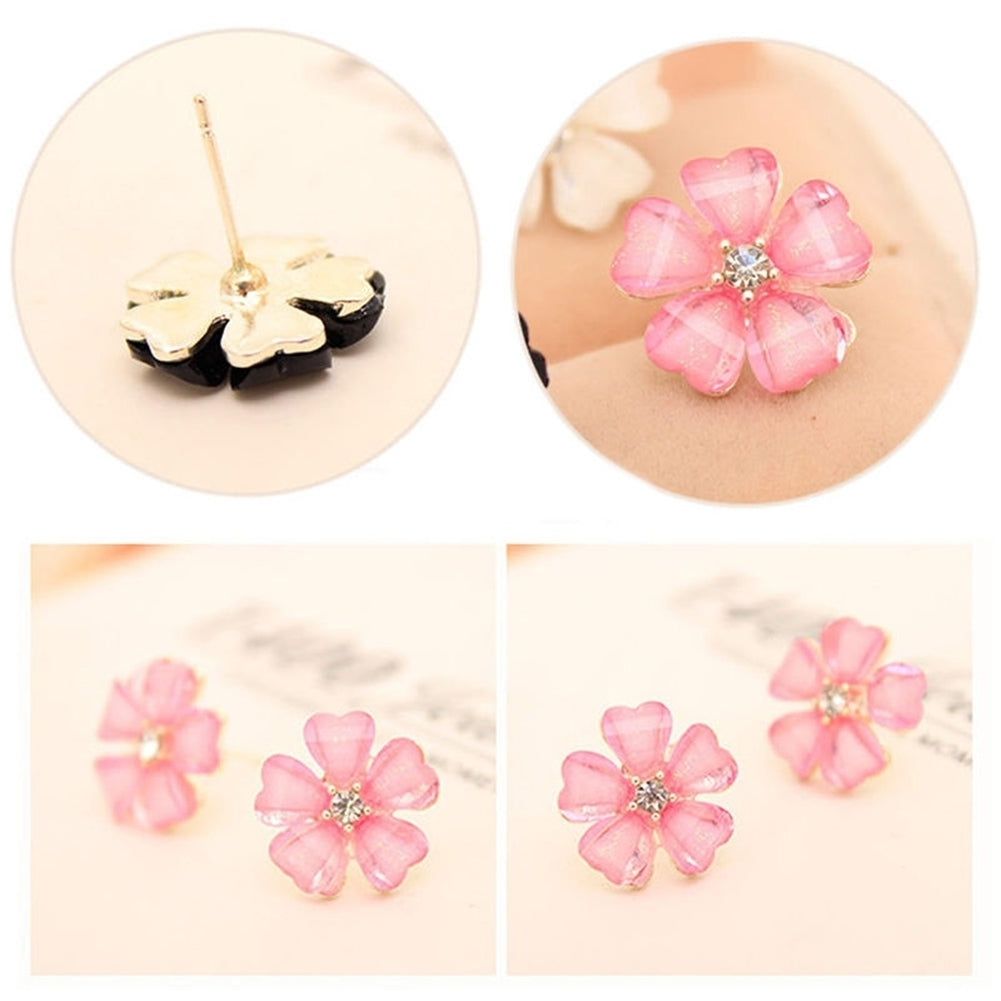 Fashion Elegant Women Silver Plated Flower Rhinestone Ear Stud Earrings Jewelry Image 1