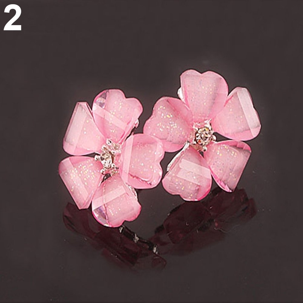 Fashion Elegant Women Silver Plated Flower Rhinestone Ear Stud Earrings Jewelry Image 2