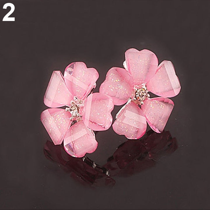 Fashion Elegant Women Silver Plated Flower Rhinestone Ear Stud Earrings Jewelry Image 2