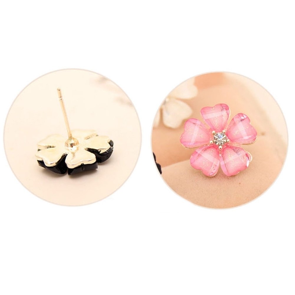 Fashion Elegant Women Silver Plated Flower Rhinestone Ear Stud Earrings Jewelry Image 3