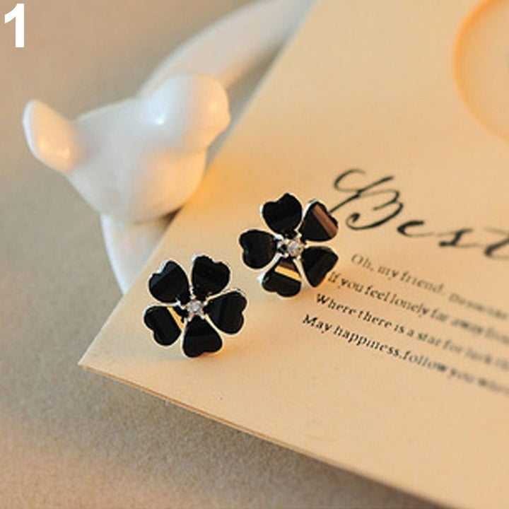 Fashion Elegant Women Silver Plated Flower Rhinestone Ear Stud Earrings Jewelry Image 4