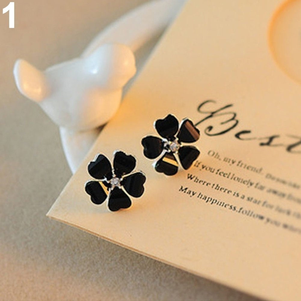 Fashion Elegant Women Silver Plated Flower Rhinestone Ear Stud Earrings Jewelry Image 1