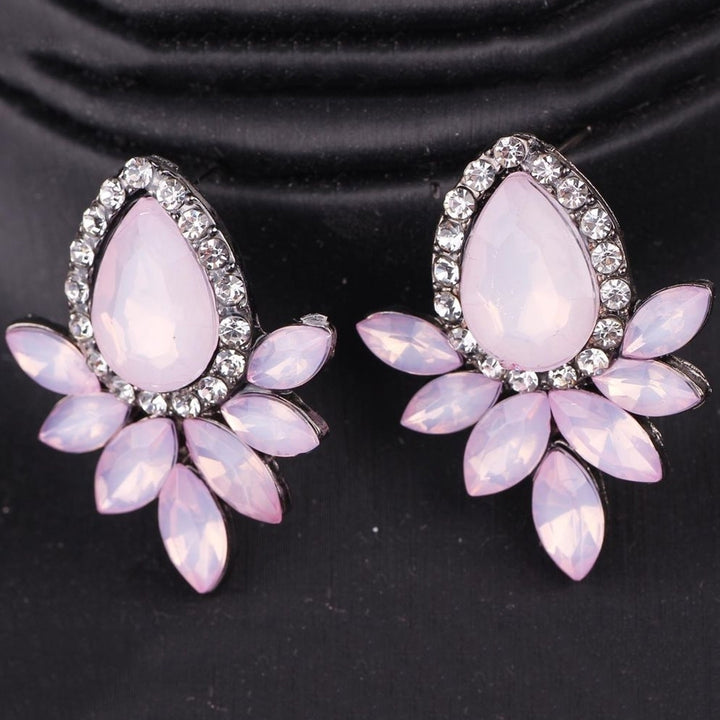 Lady Girl Stylish Elegant Waterdrop Rhinestone Cocktail Ear Studs Drop Earrings Image 4