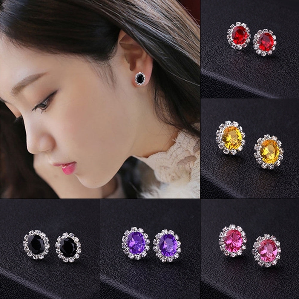 Fashion Women Lady Elegant Rhinestone Flower Ear Stud Earrings Gift Jewelry Image 4