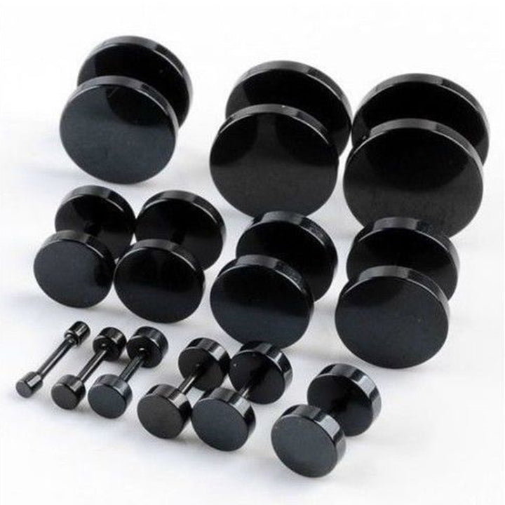 Men Cool Punk Round Black Stainless Steel Ear Stud Piercing Earrings 3mm - 14mm Image 9