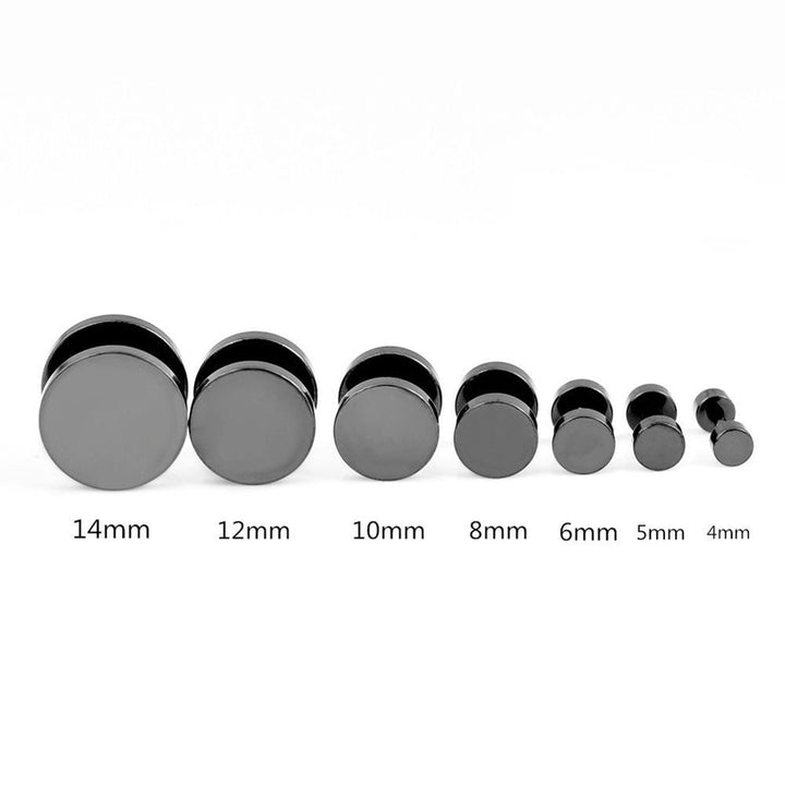 Men Cool Punk Round Black Stainless Steel Ear Stud Piercing Earrings 3mm - 14mm Image 12