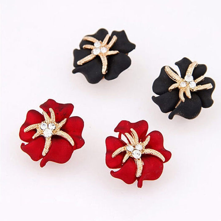 Elegant Flower Sea Star Shiny Rhinestone Ear Stud Earring Wedding Bridal Jewelry Image 4