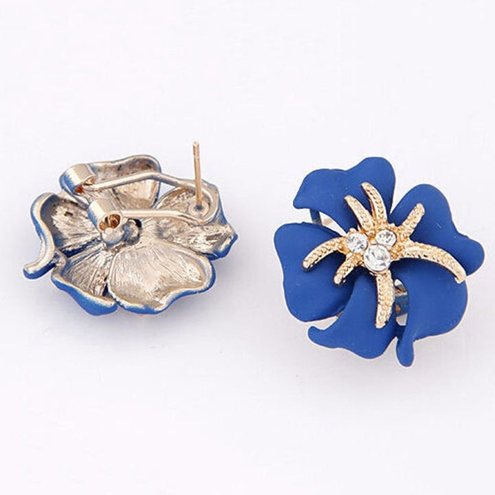 Elegant Flower Sea Star Shiny Rhinestone Ear Stud Earring Wedding Bridal Jewelry Image 6