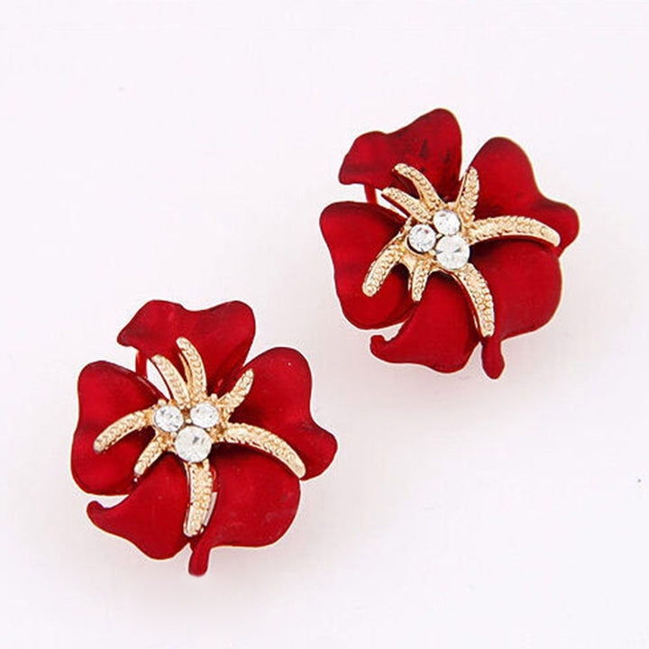 Elegant Flower Sea Star Shiny Rhinestone Ear Stud Earring Wedding Bridal Jewelry Image 7