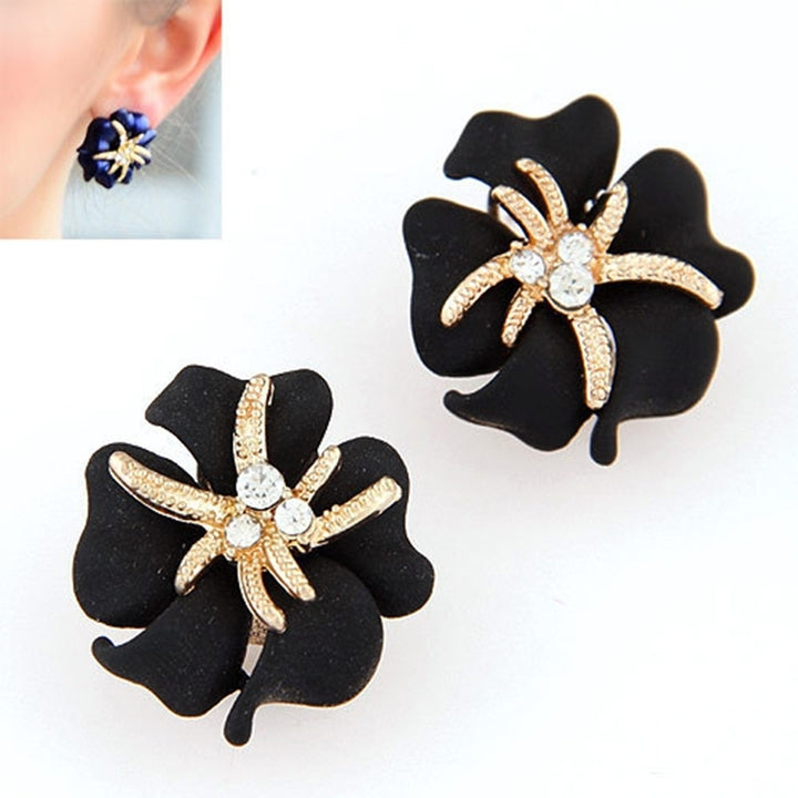 Elegant Flower Sea Star Shiny Rhinestone Ear Stud Earring Wedding Bridal Jewelry Image 8