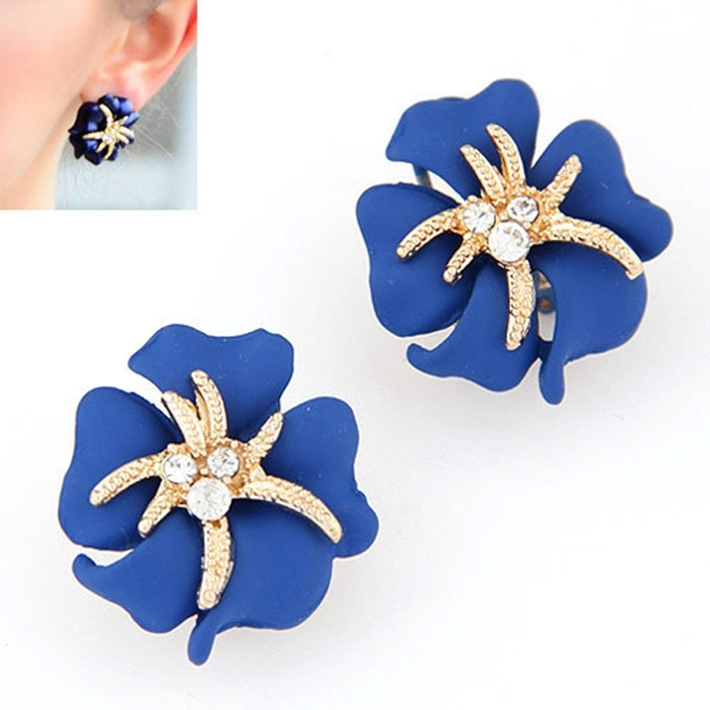 Elegant Flower Sea Star Shiny Rhinestone Ear Stud Earring Wedding Bridal Jewelry Image 9