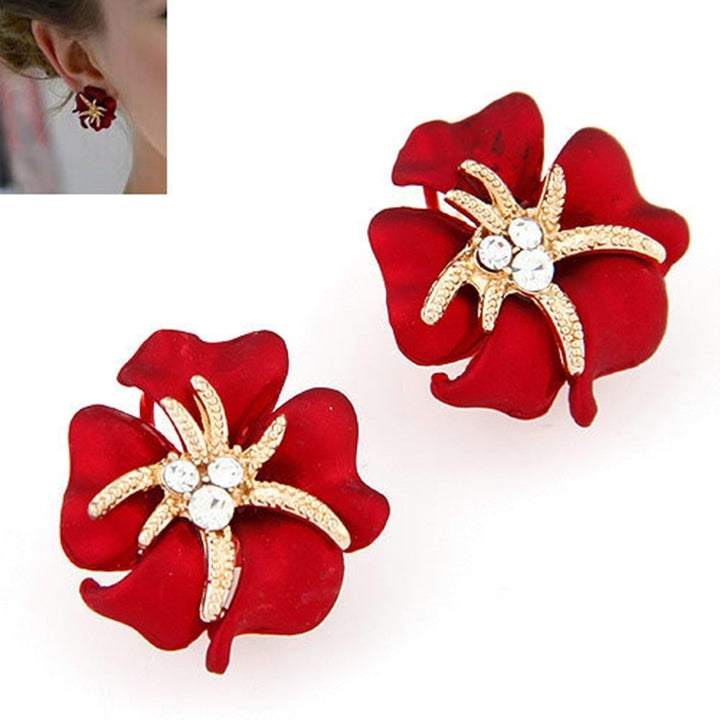 Elegant Flower Sea Star Shiny Rhinestone Ear Stud Earring Wedding Bridal Jewelry Image 10