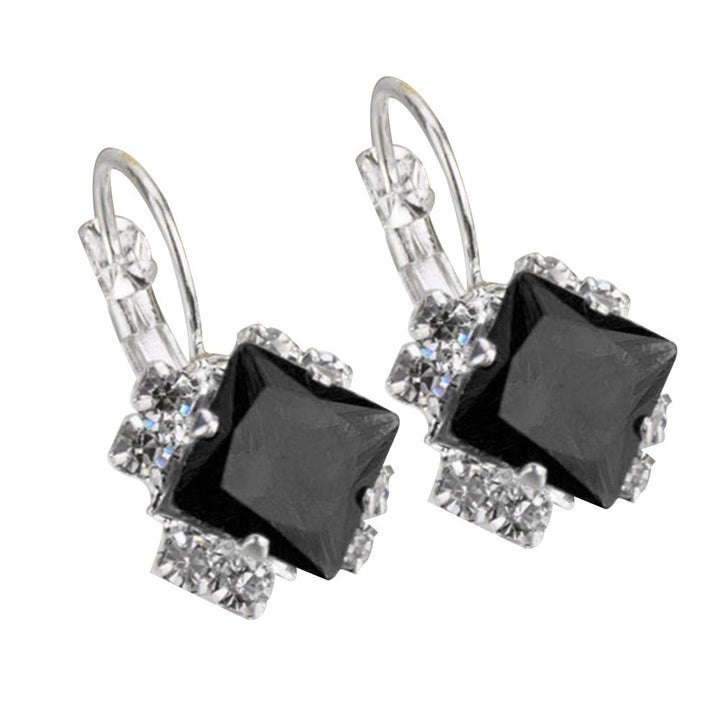 Women Fashion Shiny Rhinestone Leverback Earrings Engagement Wedding Jewelry Image 1