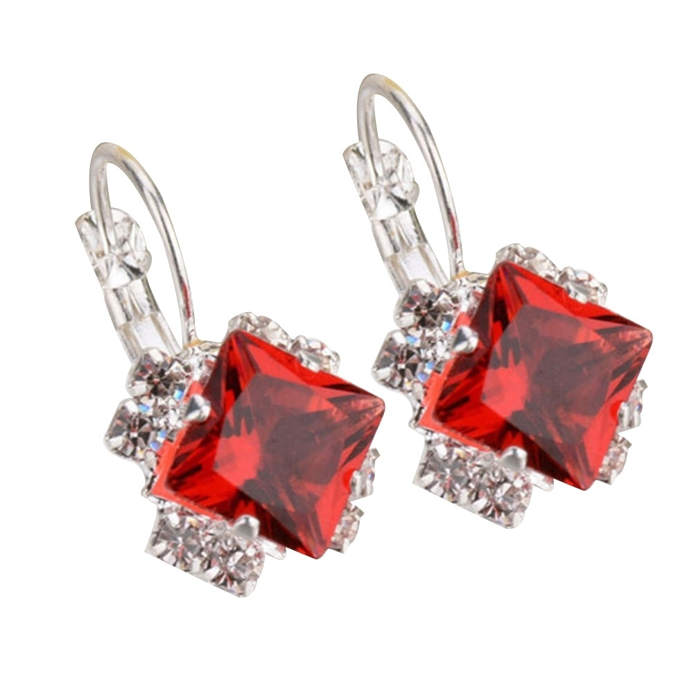 Women Fashion Shiny Rhinestone Leverback Earrings Engagement Wedding Jewelry Image 4