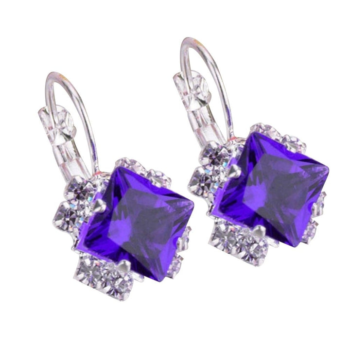 Women Fashion Shiny Rhinestone Leverback Earrings Engagement Wedding Jewelry Image 1