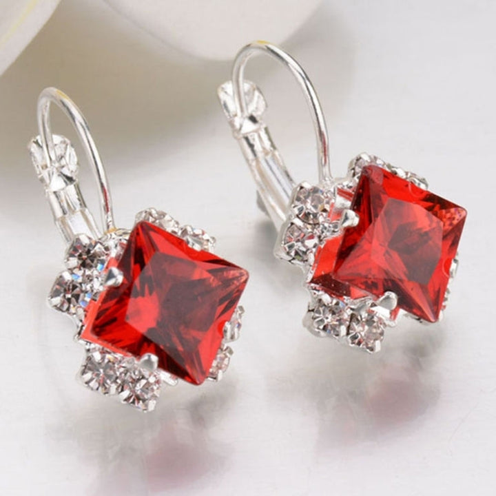 Women Fashion Shiny Rhinestone Leverback Earrings Engagement Wedding Jewelry Image 10