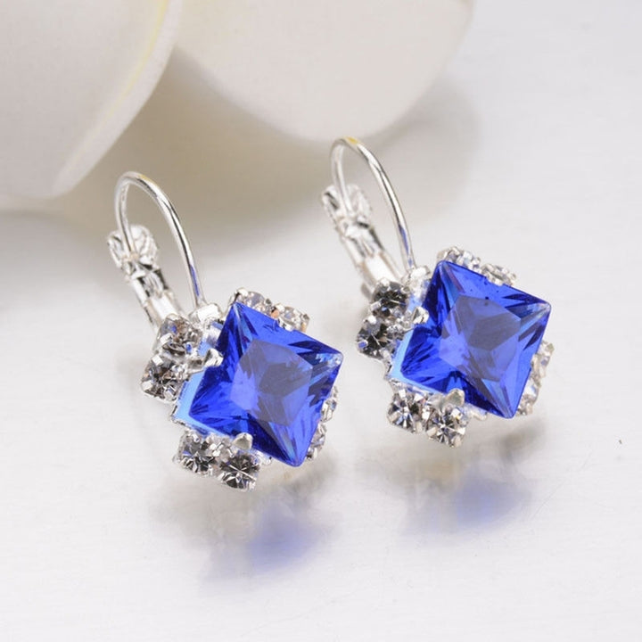 Women Fashion Shiny Rhinestone Leverback Earrings Engagement Wedding Jewelry Image 12