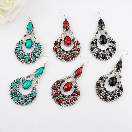 Fashion Womens Wedding Bridal Jewelry Hollow Rhinestone Waterdrop Dangle Earrings Image 1