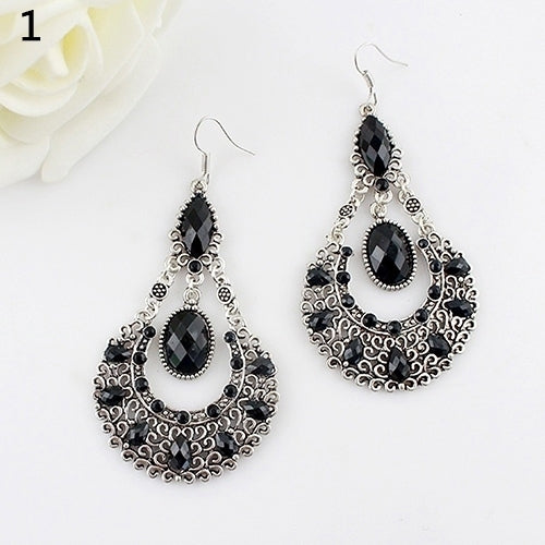 Fashion Womens Wedding Bridal Jewelry Hollow Rhinestone Waterdrop Dangle Earrings Image 4