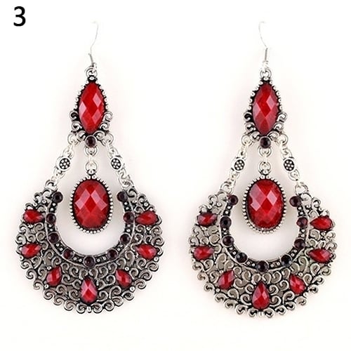 Fashion Womens Wedding Bridal Jewelry Hollow Rhinestone Waterdrop Dangle Earrings Image 1