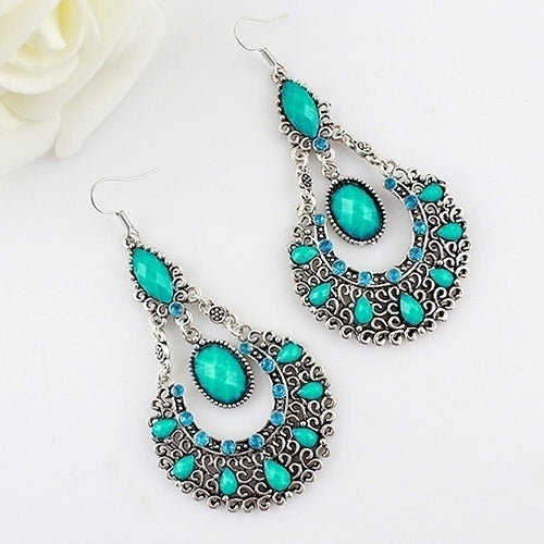 Fashion Womens Wedding Bridal Jewelry Hollow Rhinestone Waterdrop Dangle Earrings Image 7