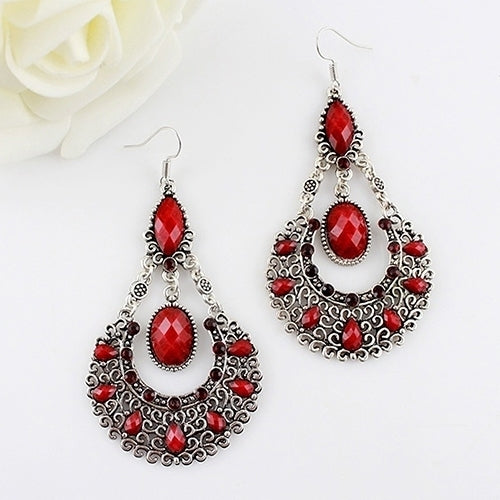 Fashion Womens Wedding Bridal Jewelry Hollow Rhinestone Waterdrop Dangle Earrings Image 8