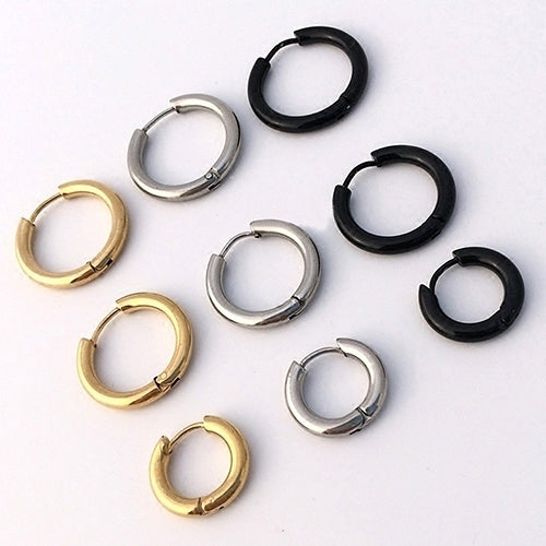 1Pc 16/21/23mm Gothic Punk Simple Titanium Steel Hoop Earring Piercing Earring Image 1