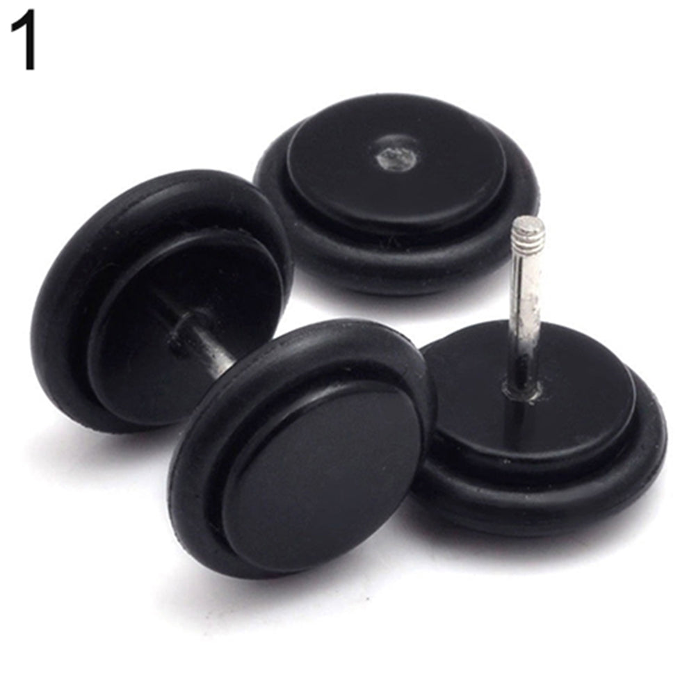 1 Pair Men Women Punk 8mm Dumbbell Style Stud Earrings Piercing Jewelry Charms Image 3