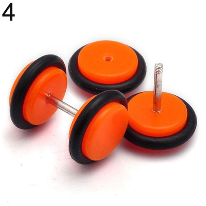 1 Pair Men Women Punk 8mm Dumbbell Style Stud Earrings Piercing Jewelry Charms Image 6