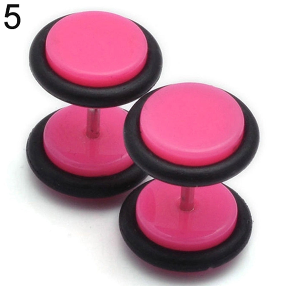 1 Pair Men Women Punk 8mm Dumbbell Style Stud Earrings Piercing Jewelry Charms Image 7