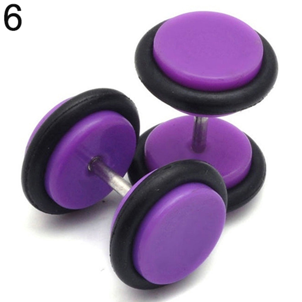 1 Pair Men Women Punk 8mm Dumbbell Style Stud Earrings Piercing Jewelry Charms Image 8