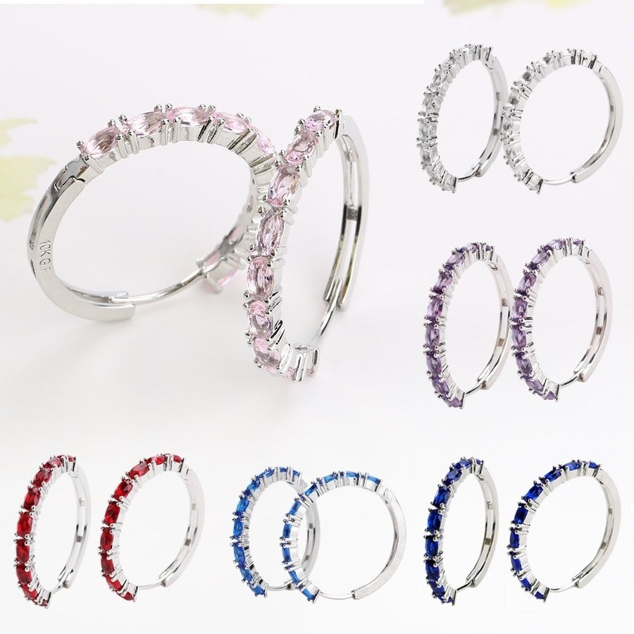 Women Fashion Oval Cut Zircon Ear Clip Earring Hoop Earrings Luxury Jewelry Gift Image 1