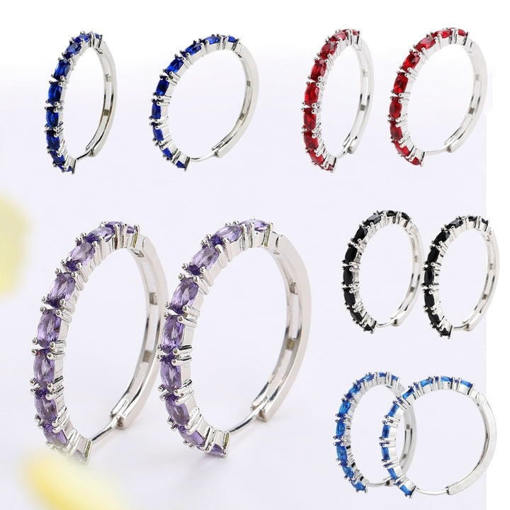 Women Fashion Oval Cut Zircon Ear Clip Earring Hoop Earrings Luxury Jewelry Gift Image 2