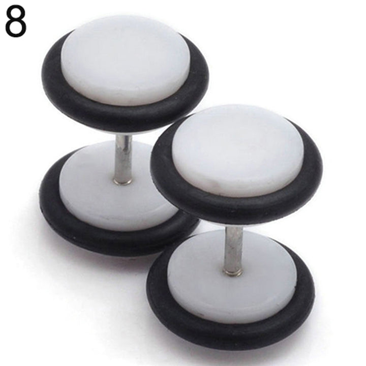 1 Pair Men Women Punk 8mm Dumbbell Style Stud Earrings Piercing Jewelry Charms Image 10