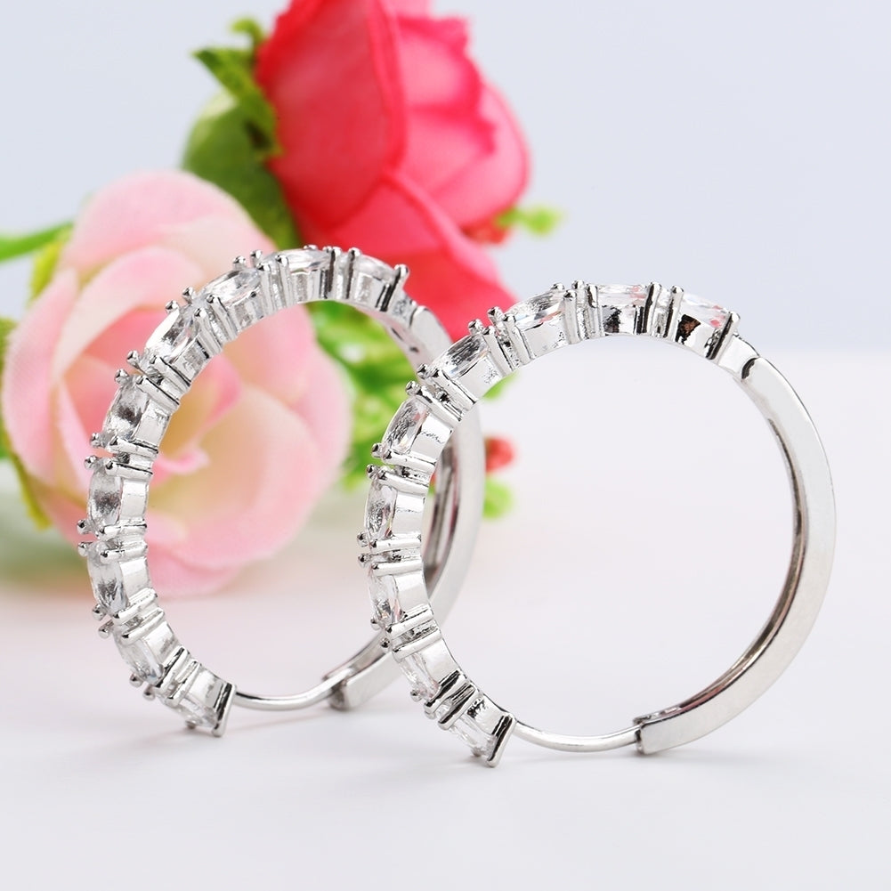 Women Fashion Oval Cut Zircon Ear Clip Earring Hoop Earrings Luxury Jewelry Gift Image 3