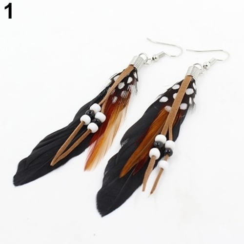 Womens Fashion Jewelry Handmade Earrings Goosey Feather Dangle Hook Eardrop Image 4