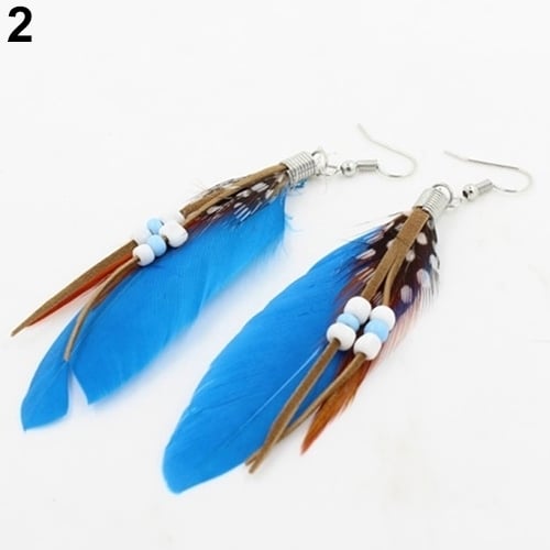 Womens Fashion Jewelry Handmade Earrings Goosey Feather Dangle Hook Eardrop Image 4