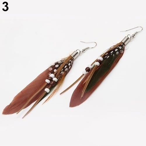 Womens Fashion Jewelry Handmade Earrings Goosey Feather Dangle Hook Eardrop Image 6