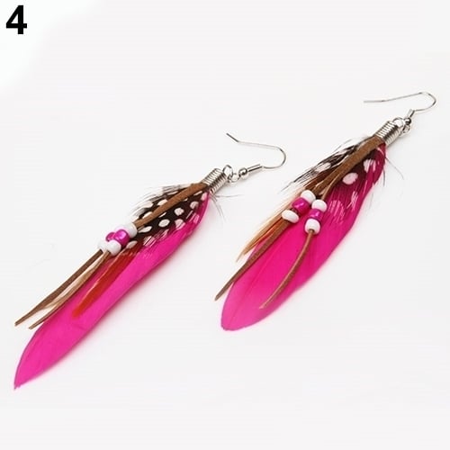 Womens Fashion Jewelry Handmade Earrings Goosey Feather Dangle Hook Eardrop Image 7