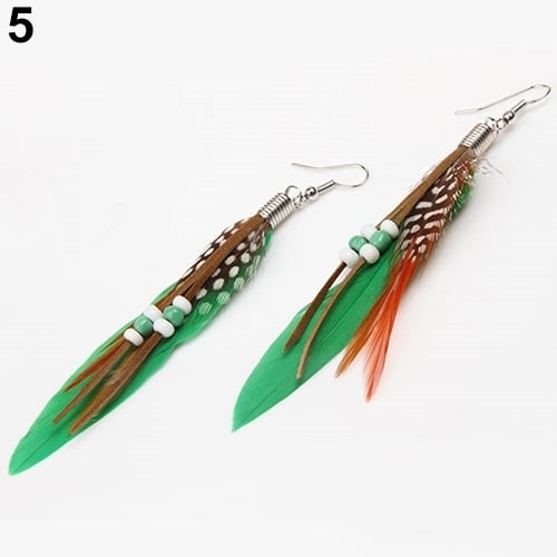 Womens Fashion Jewelry Handmade Earrings Goosey Feather Dangle Hook Eardrop Image 8