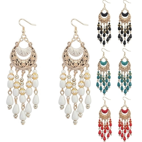 Womens Crescent Moon Boho Style Ear Drops Dangles Tassel Earrings Jewelry Image 7