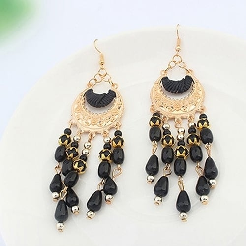 Womens Crescent Moon Boho Style Ear Drops Dangles Tassel Earrings Jewelry Image 8