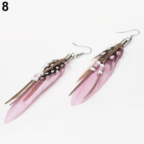 Womens Fashion Jewelry Handmade Earrings Goosey Feather Dangle Hook Eardrop Image 11