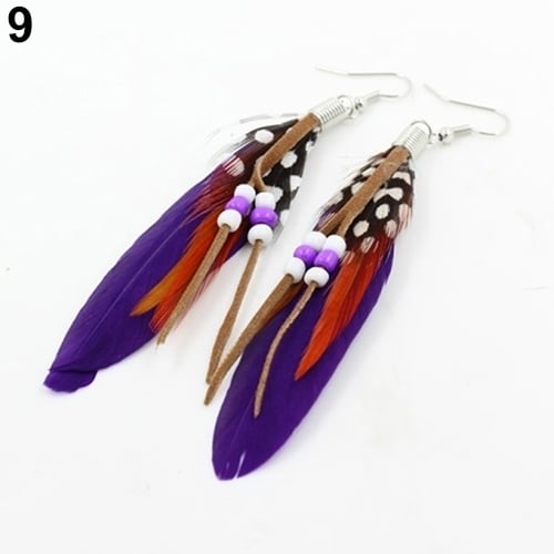 Womens Fashion Jewelry Handmade Earrings Goosey Feather Dangle Hook Eardrop Image 12