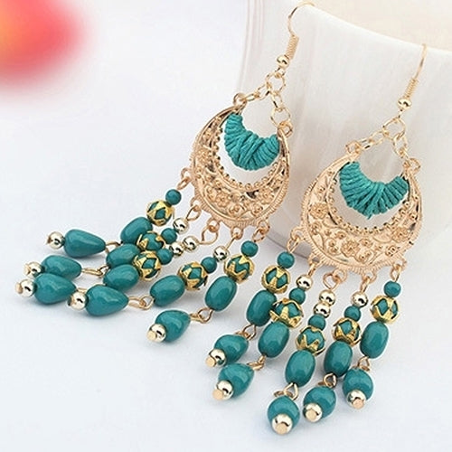 Womens Crescent Moon Boho Style Ear Drops Dangles Tassel Earrings Jewelry Image 10