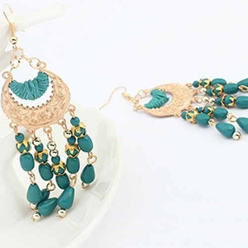 Womens Crescent Moon Boho Style Ear Drops Dangles Tassel Earrings Jewelry Image 11