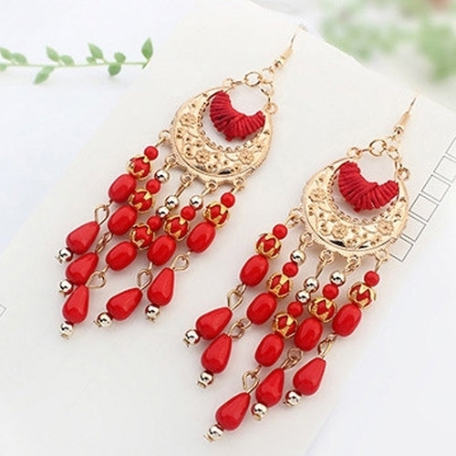 Womens Crescent Moon Boho Style Ear Drops Dangles Tassel Earrings Jewelry Image 12