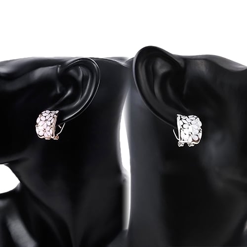 Elegant Women Girl Flower Oil Drip Ear Clip Stud Earrings Wedding Party Jewelry Image 4