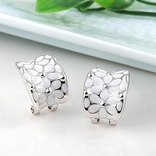 Elegant Women Girl Flower Oil Drip Ear Clip Stud Earrings Wedding Party Jewelry Image 8