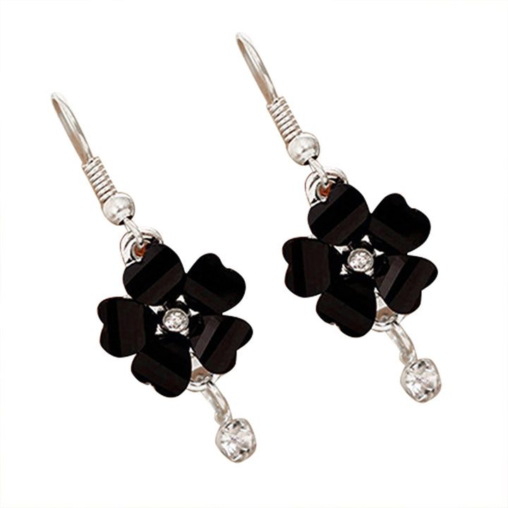 Hook Earrings Elegant Piercing Women Flower Petals Rhinestone Ear Dangle for Wedding Image 2